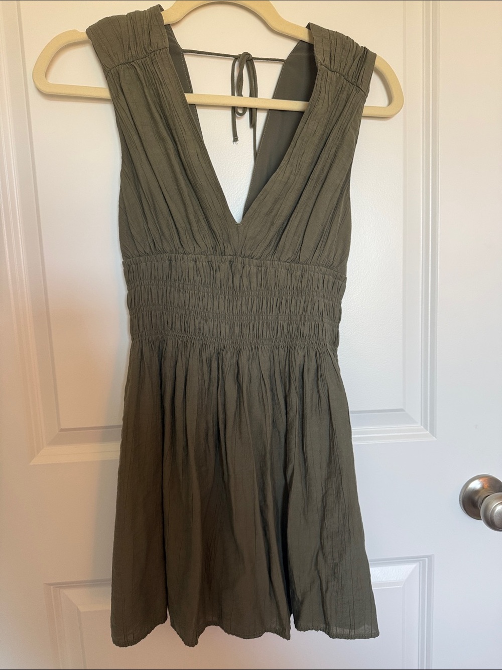 Abercrombie & Fitch Olive Green Sleeveless V-Neck Mini Dress